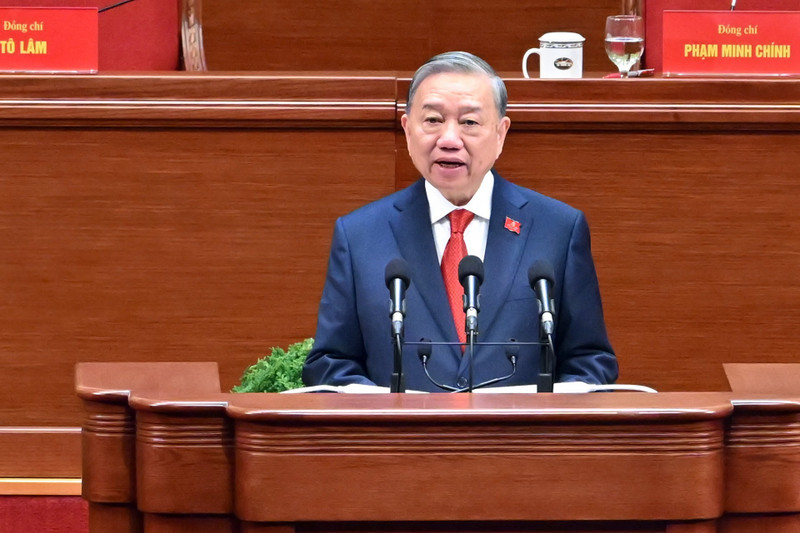 苏林总书记致闭幕词。（水源 摄）