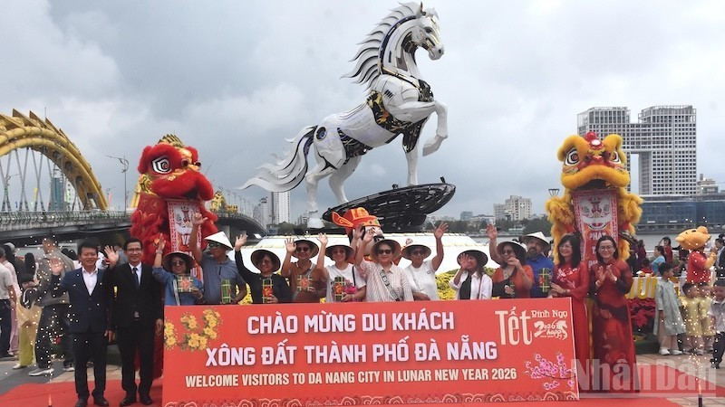 丙午年正月初一，岘港市迎来首批游客。（樱桃 摄）