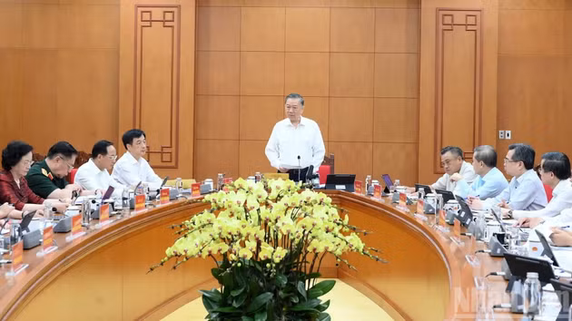 越共中央总书记、国家主席苏林在会上发表讲话。