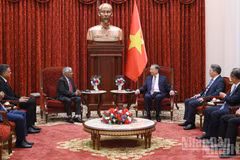 越共中央总书记、国家主席苏林会见孟加拉国驻越南大使穆罕默德·卢特福·拉赫曼。（登科 摄）