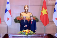 越共中央总书记、国家主席苏林和巴拿马总统何塞·劳尔·穆利诺。