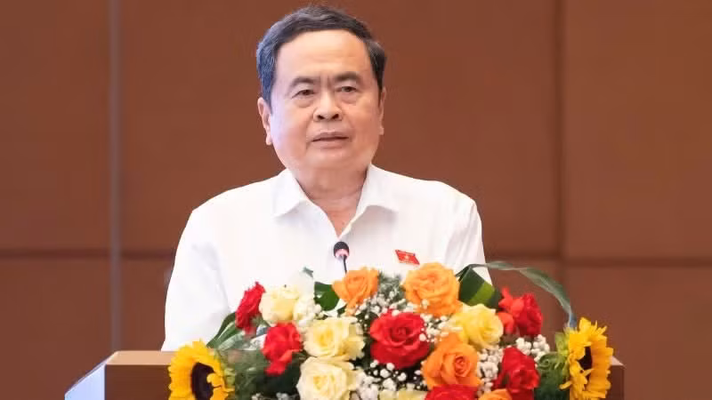 越南国会主席陈青敏在会上发表讲话。（维灵 摄）