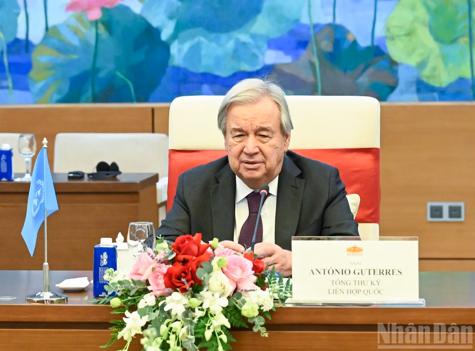 联合国秘书长安东尼奥·古特雷斯在会上发表讲话。