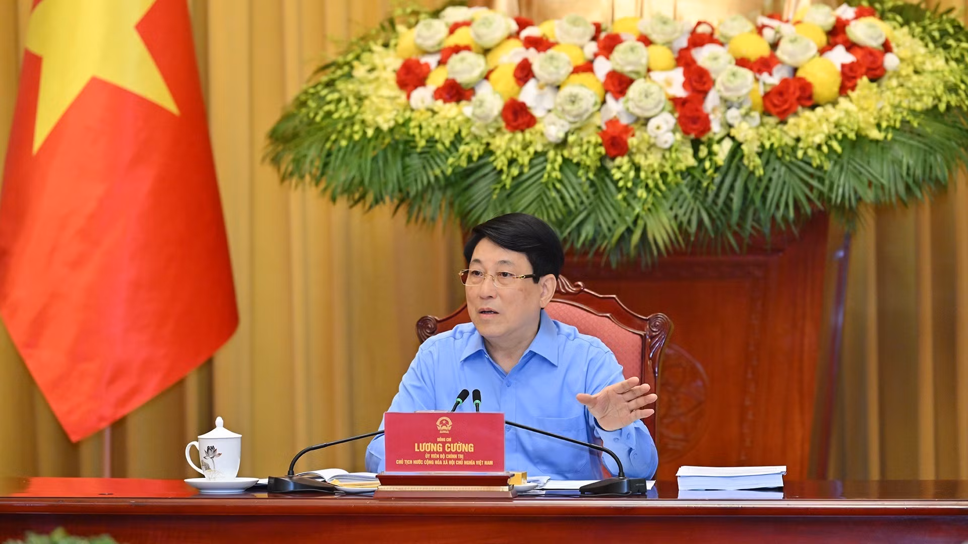 国家主席梁强与广宁省委就落实越共十三大十一中全会决议召开会议【组图】