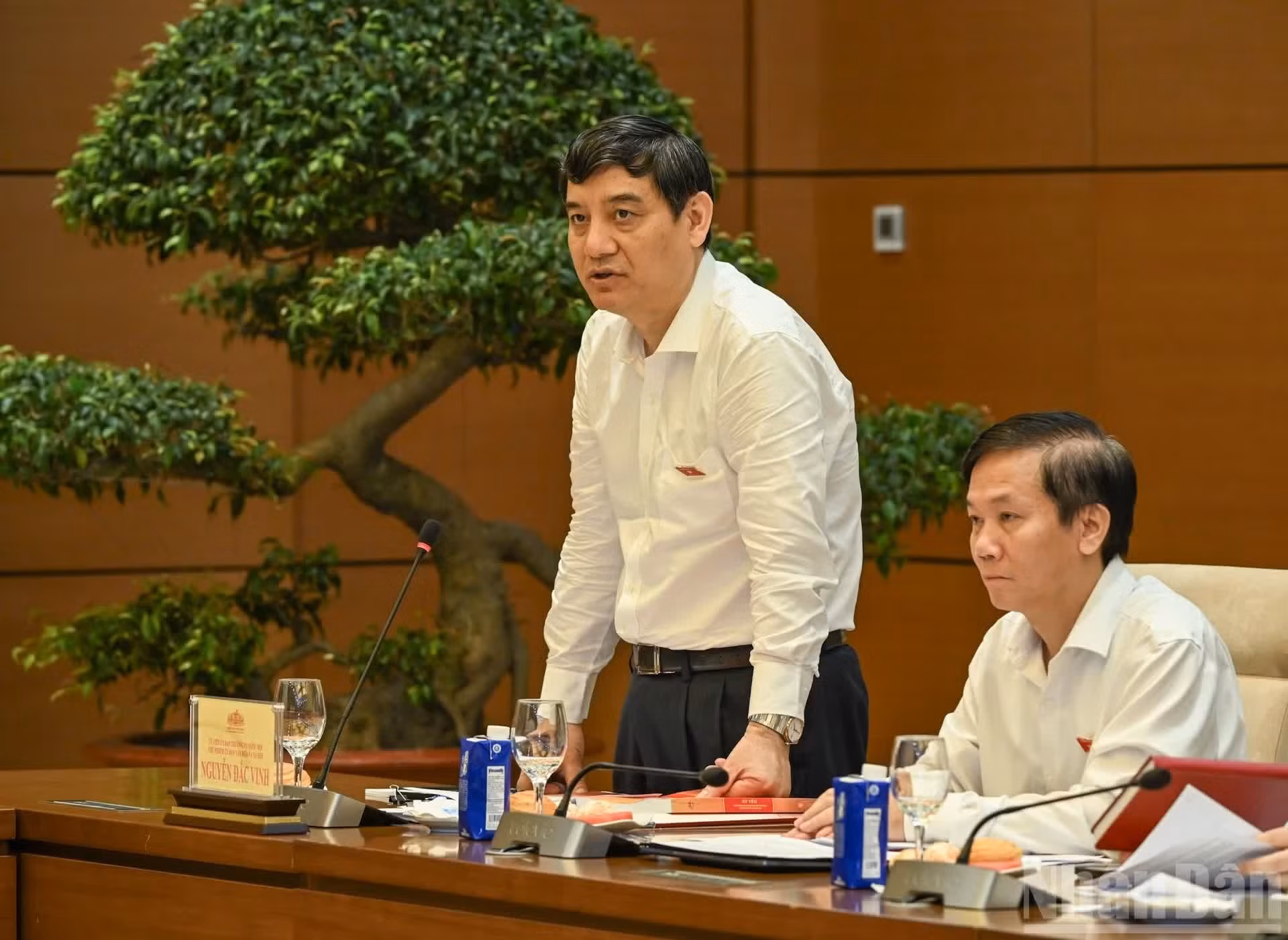 文化与社会委员会主任阮得荣在会上作报告。