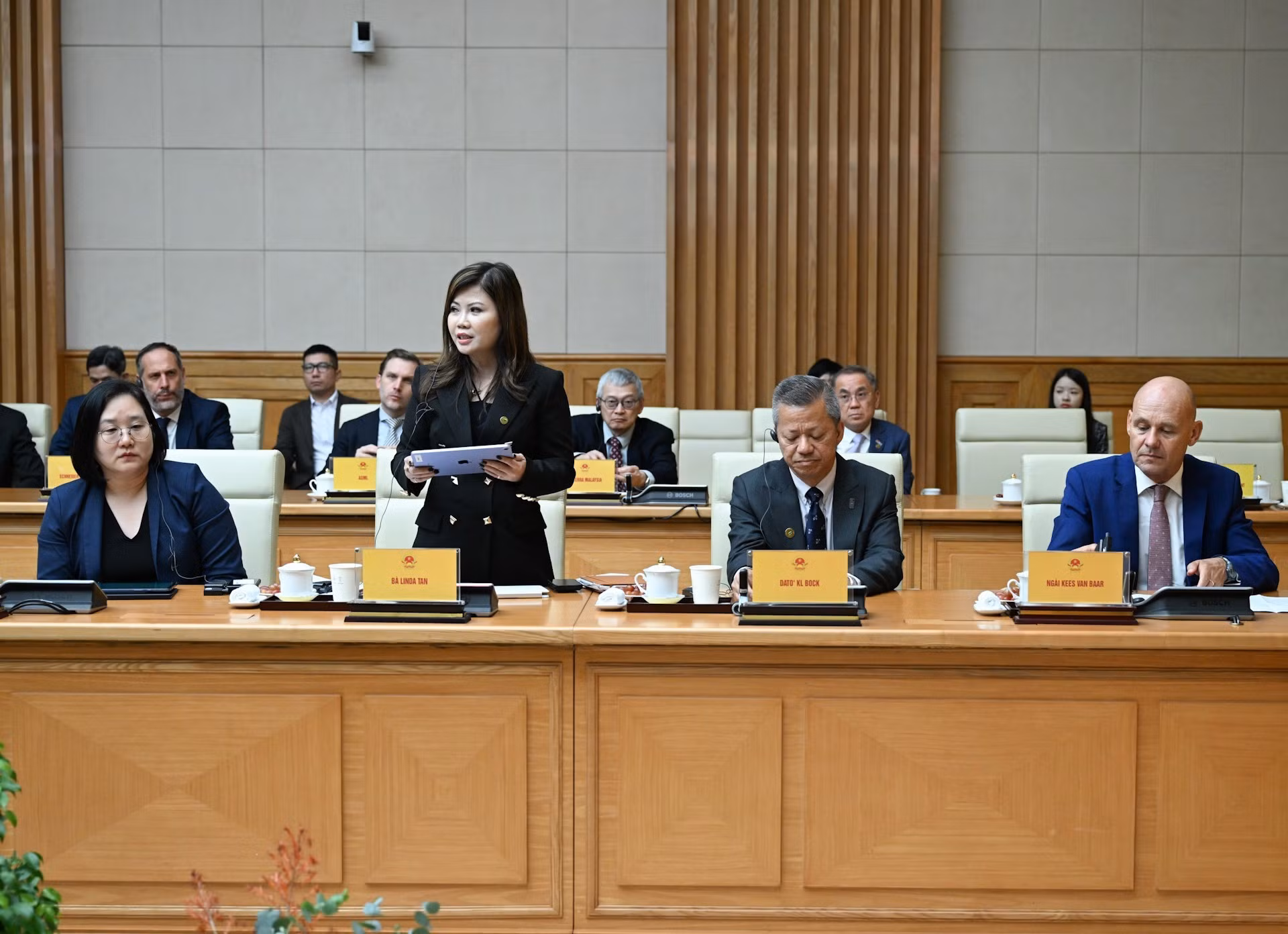 全球半导体协会东南亚区主席林达·陈（Linda Tan）在会上发表讲话。