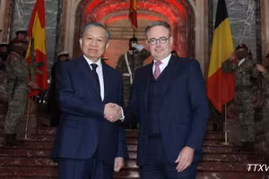 比利时首相巴尔特·德·韦弗举行仪式欢迎苏林总书记、国家主席访比【组图】