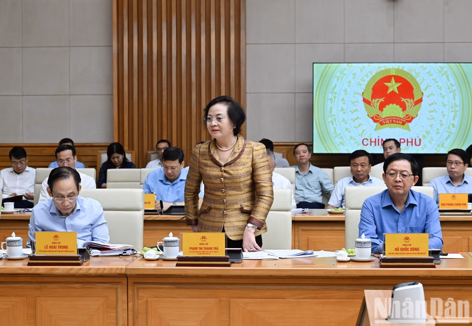 政府副总理范氏清茶发表讲话。