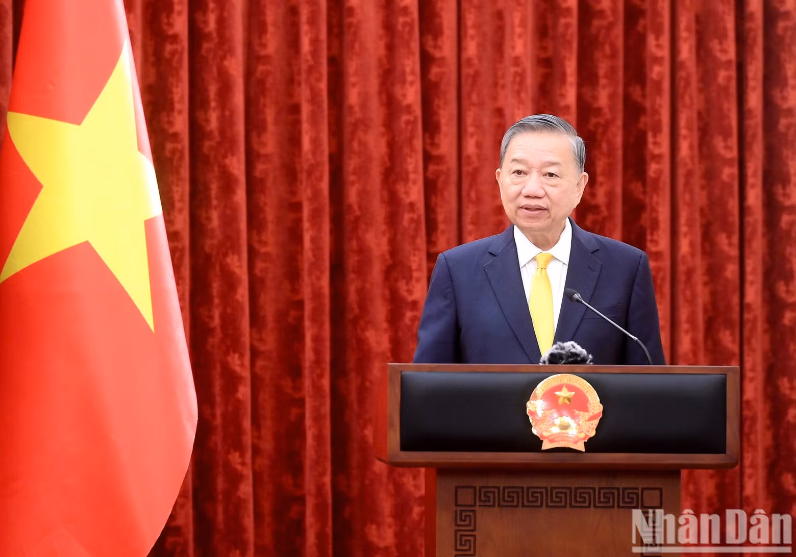 越共中央总书记、国家主席苏林发表讲话。