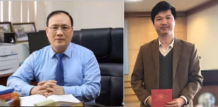 河内国家大学教授阮廷德（左）和副教授黎黄山（右）。