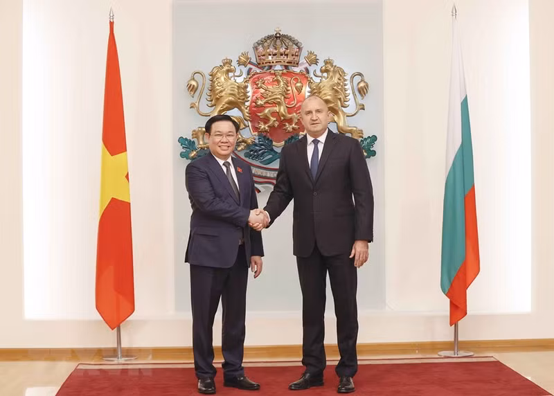 越南国会主席王廷惠会见保加利亚总统鲁门·拉德夫。（图片来源：越通社）