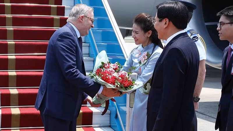澳大利亚总理安东尼·阿尔巴尼斯抵达河内，开始对越南进行正式访问之行。