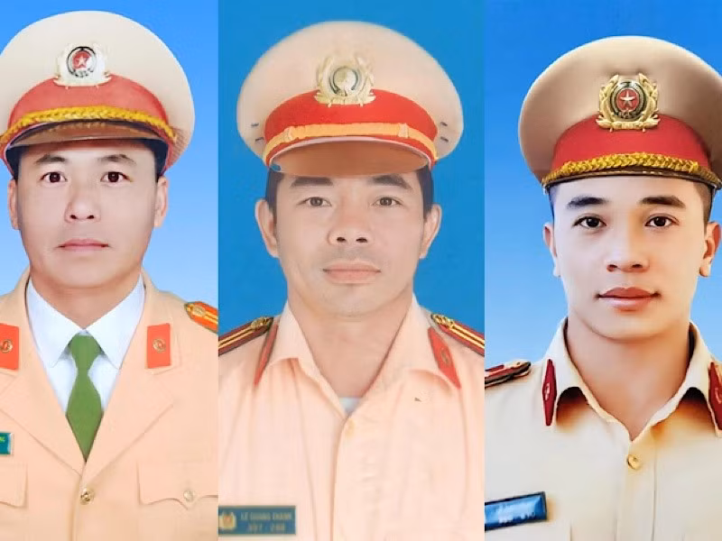 在林同省保禄山口山体滑坡事故中执行任务时牺牲的三名烈士。