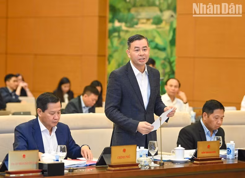 越南国家审计署审计长吴文俊在会议上发言。