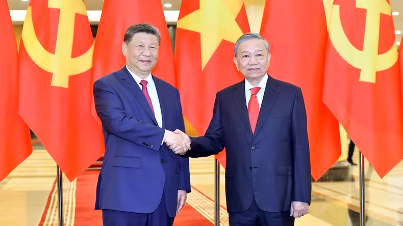 越共中央总书记苏林和中共中央总书记、国家主席习近平。