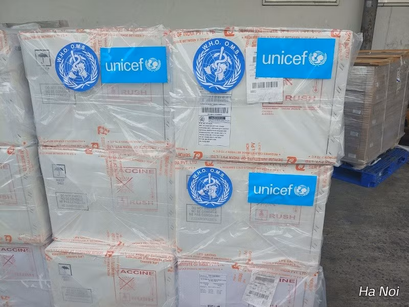 WHO和UNICEF向越南卫生部捐赠的DTP-VGB-Hib疫苗。