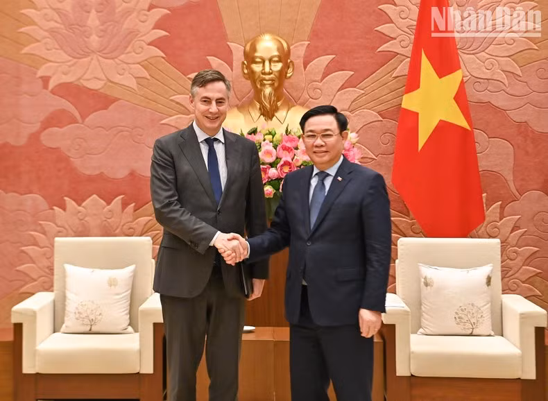 越南国会主席王廷惠和欧洲议会外交事务委员会主席大卫·麦卡利斯特。