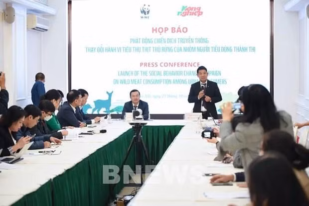 由世界自然基金会发起的改变消费者食用野味行为宣传活动的新闻发布会。（图片来源：bnews）