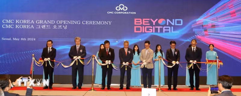越南CMC技术集团在韩办公室揭牌仪式于5月8日在首尔举行。（图片来源：越通社）