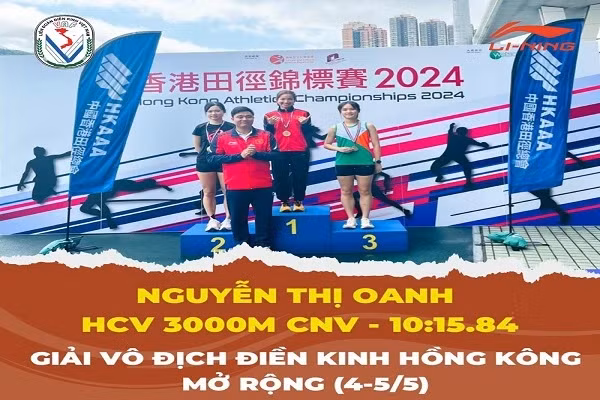 阮氏莺运动员在女子3000米障碍赛中以10分15秒84（10:15.84）的成绩脱颖而出，夺得金牌。（图片来源：体育局）