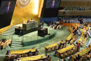 越共中央总书记、国家主席苏林在联合国大会一般性辩论上发表讲话。（图片来源：越通社）