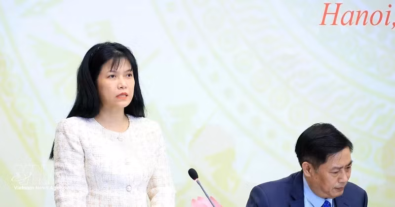 越南国会代表工作委员会副主任、国家选举委员会常务办公室副主任谢氏安发表讲话。（图片来源：越通社）