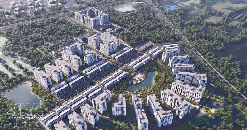 兴安省2号安美工业园区工人宿舍及社会住房项目总体效果图。