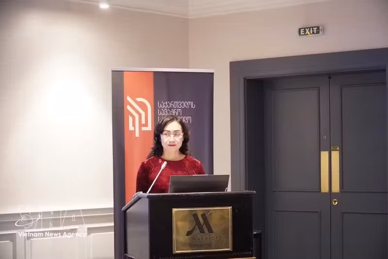 越南工贸部副部长潘氏胜发表讲话。（图片来源： 越通社）