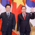 2026年4月23日，国会主席陈青敏在国会大厦会见了韩国总统李在明。（维灵 摄）