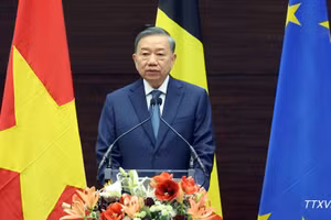越共中央总书记、国家主席苏林在比利时埃格蒙特皇家国际关系研究所发表的施政演讲。