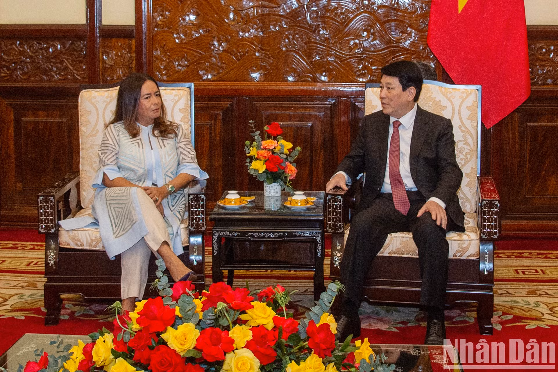 国家主席梁强会见巴拿马共和国驻越大使努比埃拉·雅娜里丝·阿亚拉·莫德斯。