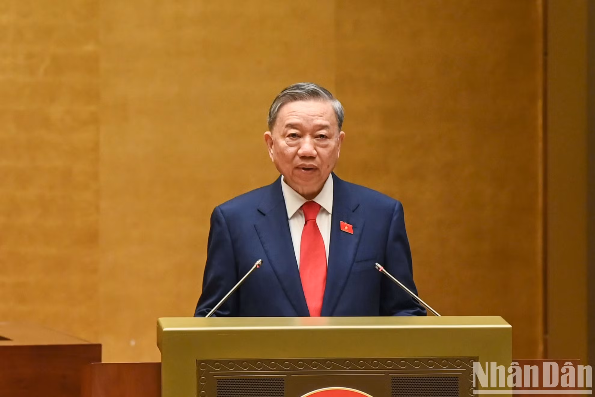 国家主席苏林在宣誓就职后发表讲话。