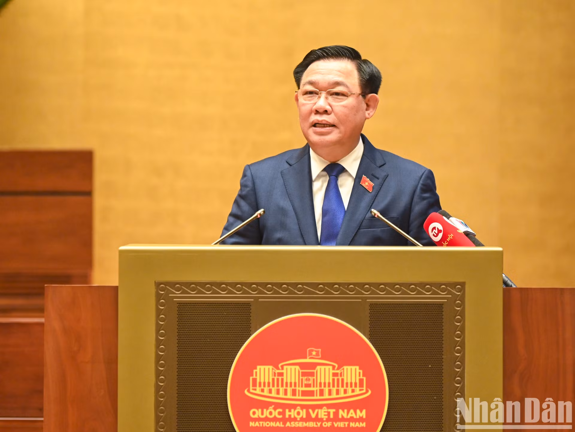 越南国会主席王廷惠在会议上发表指导性讲话。