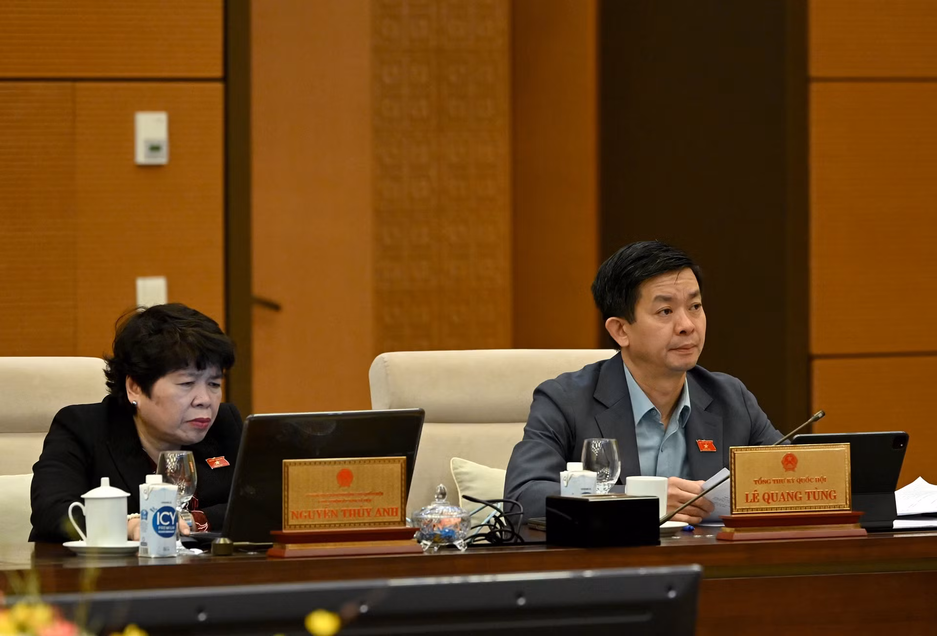 国会常务委员会委员出席会议。