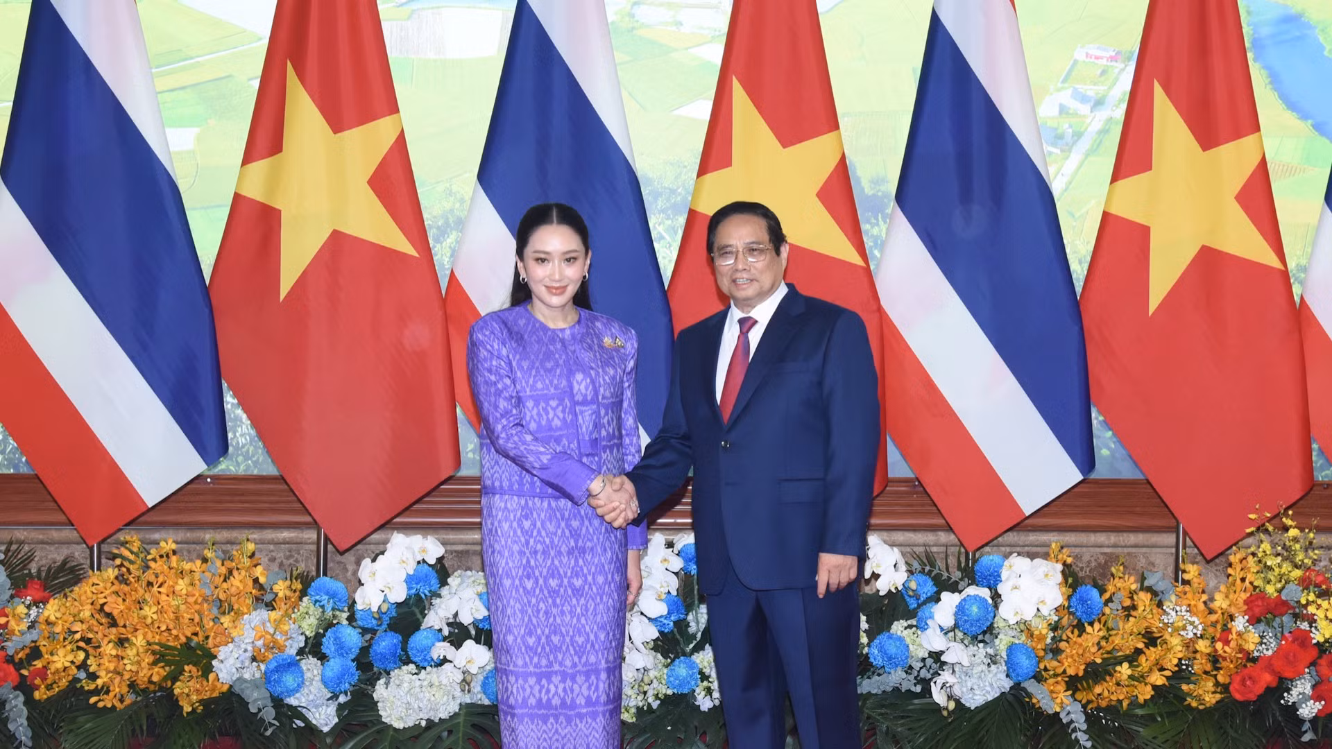越南政府总理范明正同泰国总理佩通坦·西那瓦举行会谈【组图】