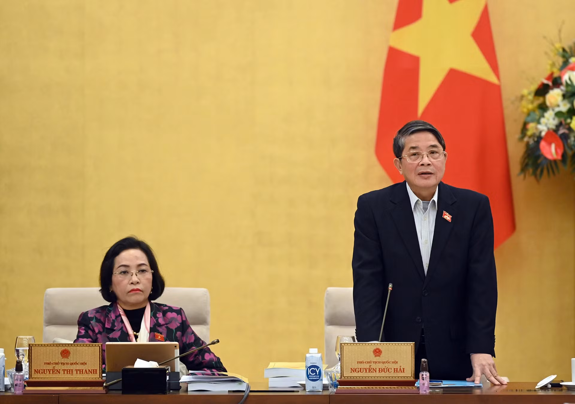 国会副主席阮德海在会上发表讲话。