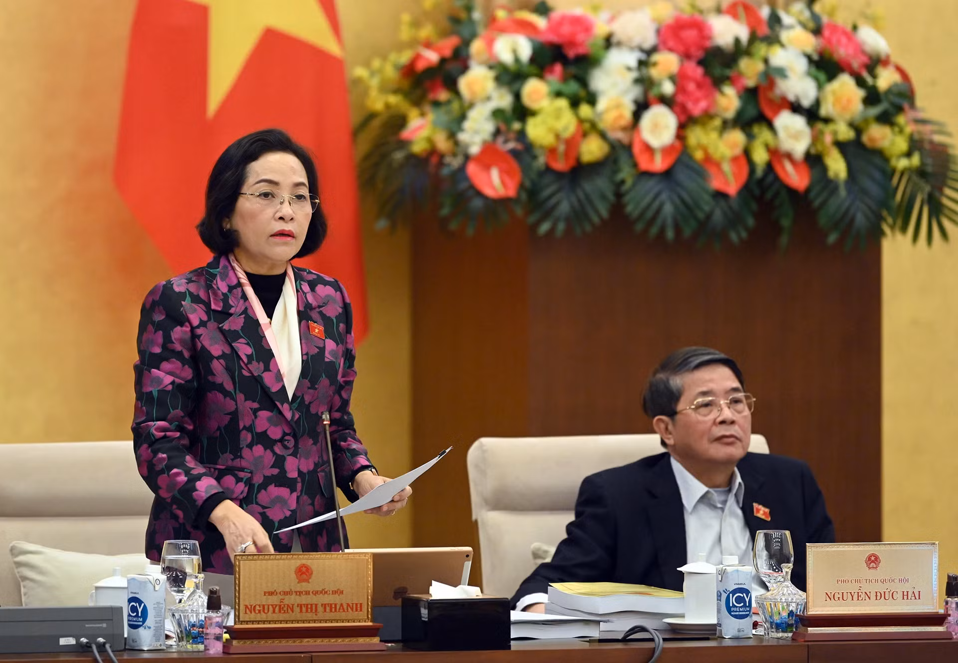 国会副主席阮氏青在会上发表讲话。