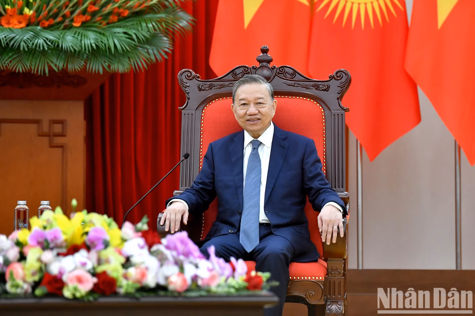 苏林总书记在会见时发表讲话。