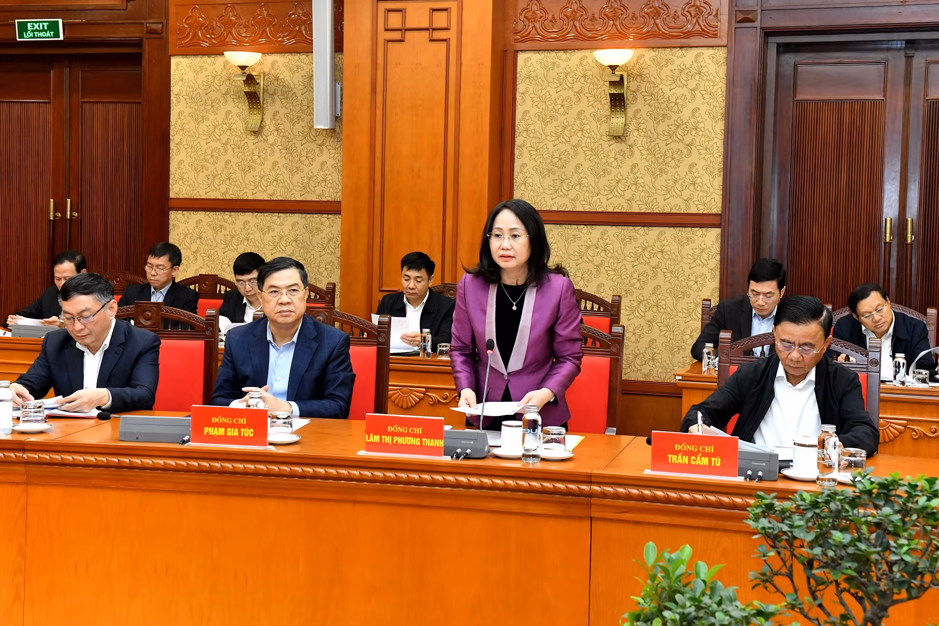 越共中央委员、中央办公厅常务副主任林氏芳青在会上发表讲话。