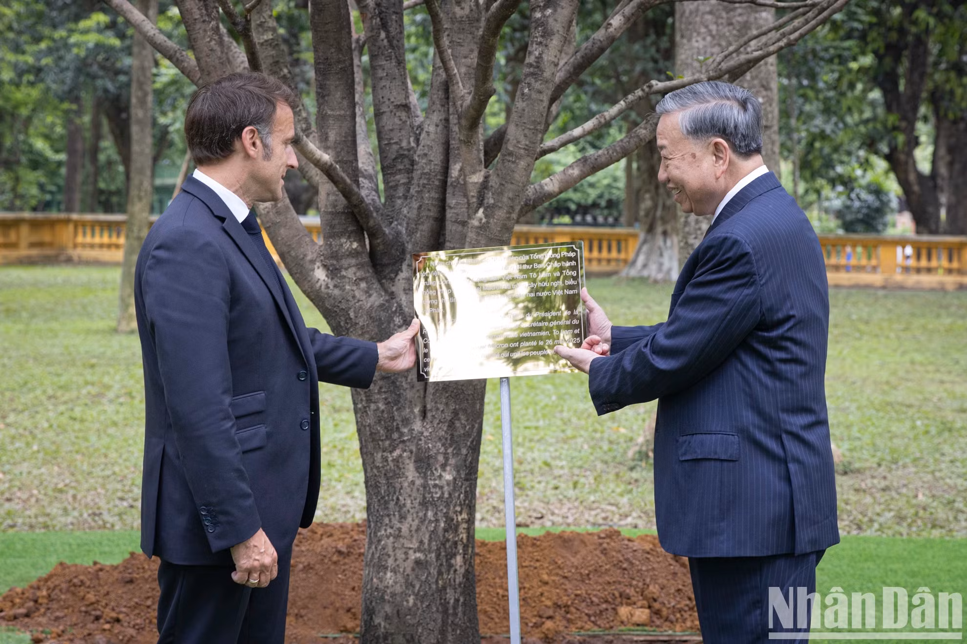 植树活动象征着越法两国人民的友谊。