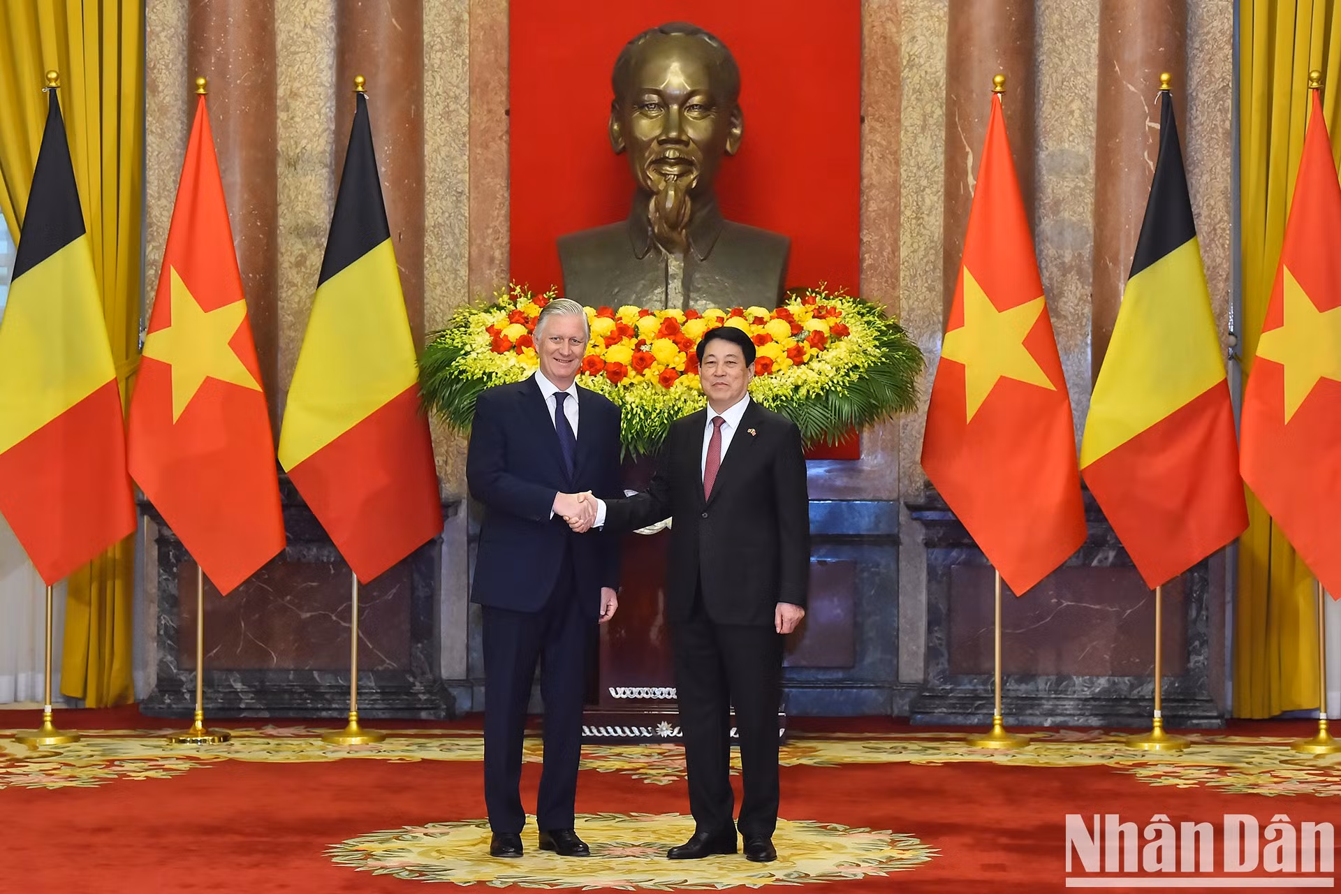 越南国家主席梁强与比利时国王菲利普。