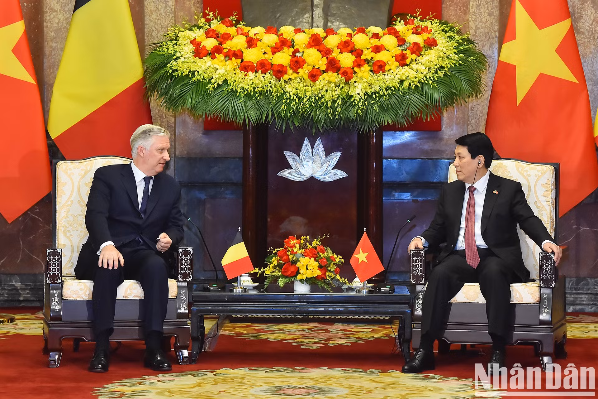 越南国家主席梁强会见比利时国王菲利普。