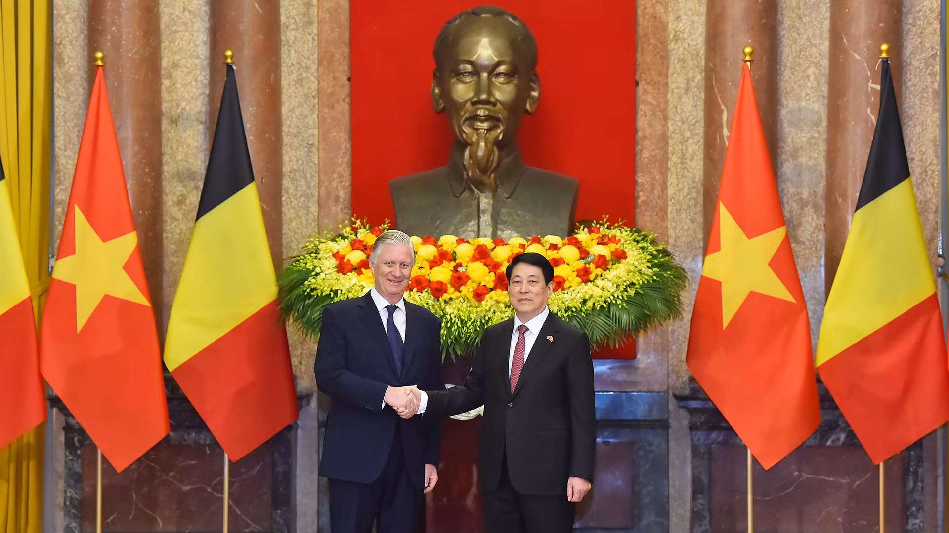 越南国家主席梁强会见比利时国王菲利普【组图】