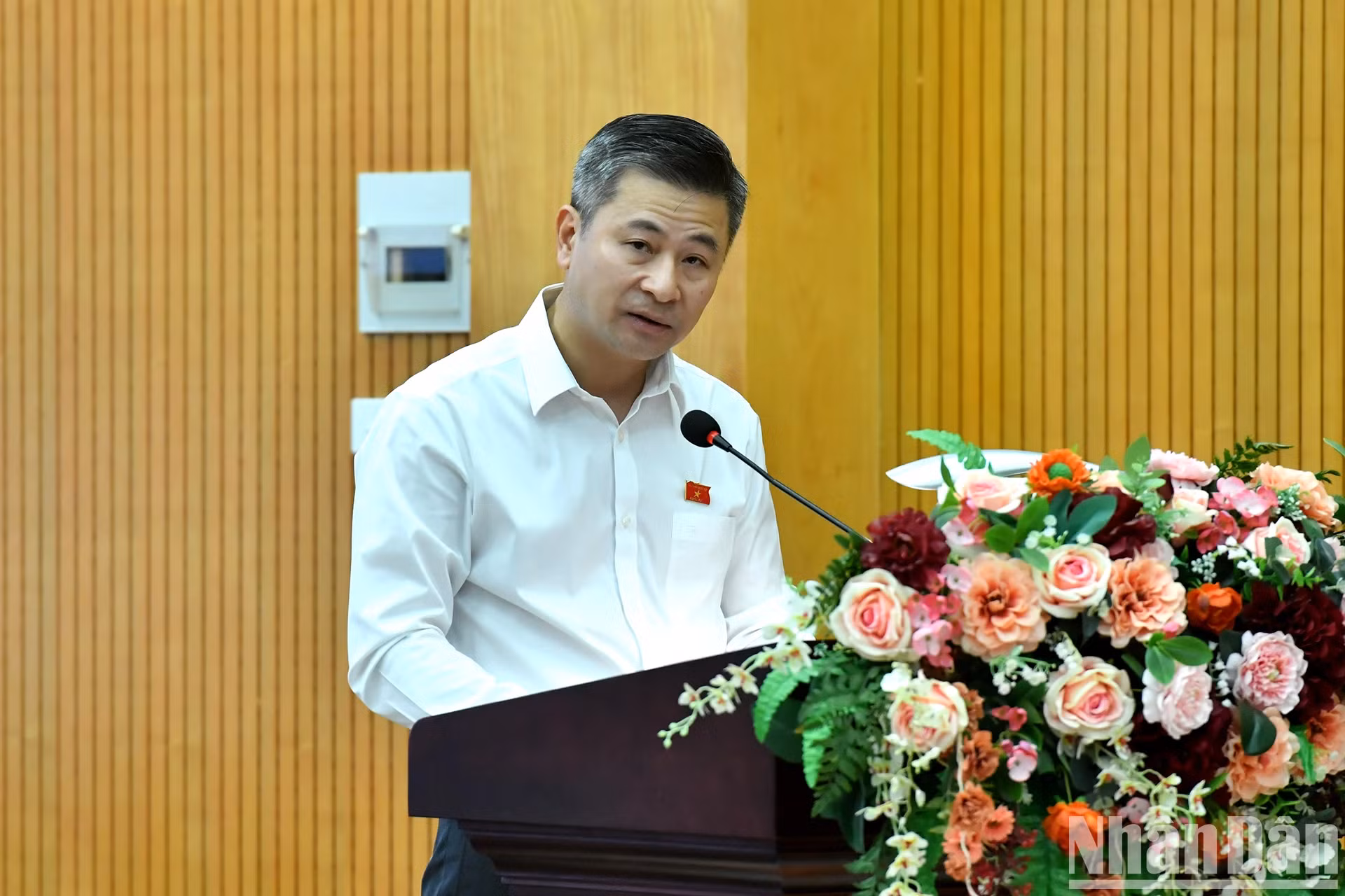 国会代表阮非常在会上作报告。