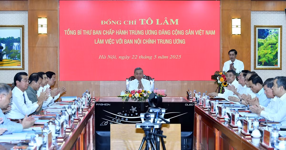 苏林总书记主持与中央内政部的工作会议。