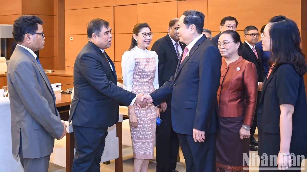 国会主席陈青敏会见各位大使和临时代办。