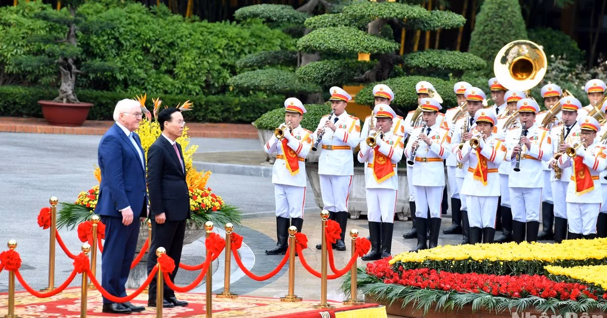 越南国家主席武文赏举行仪式 欢迎德国总统施泰因迈尔访越【组图】