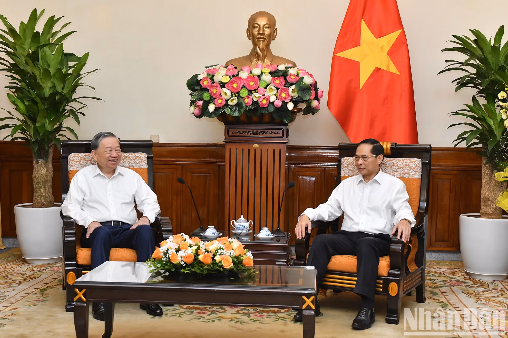 苏林总书记、国家主席会见外交部党委干部。
