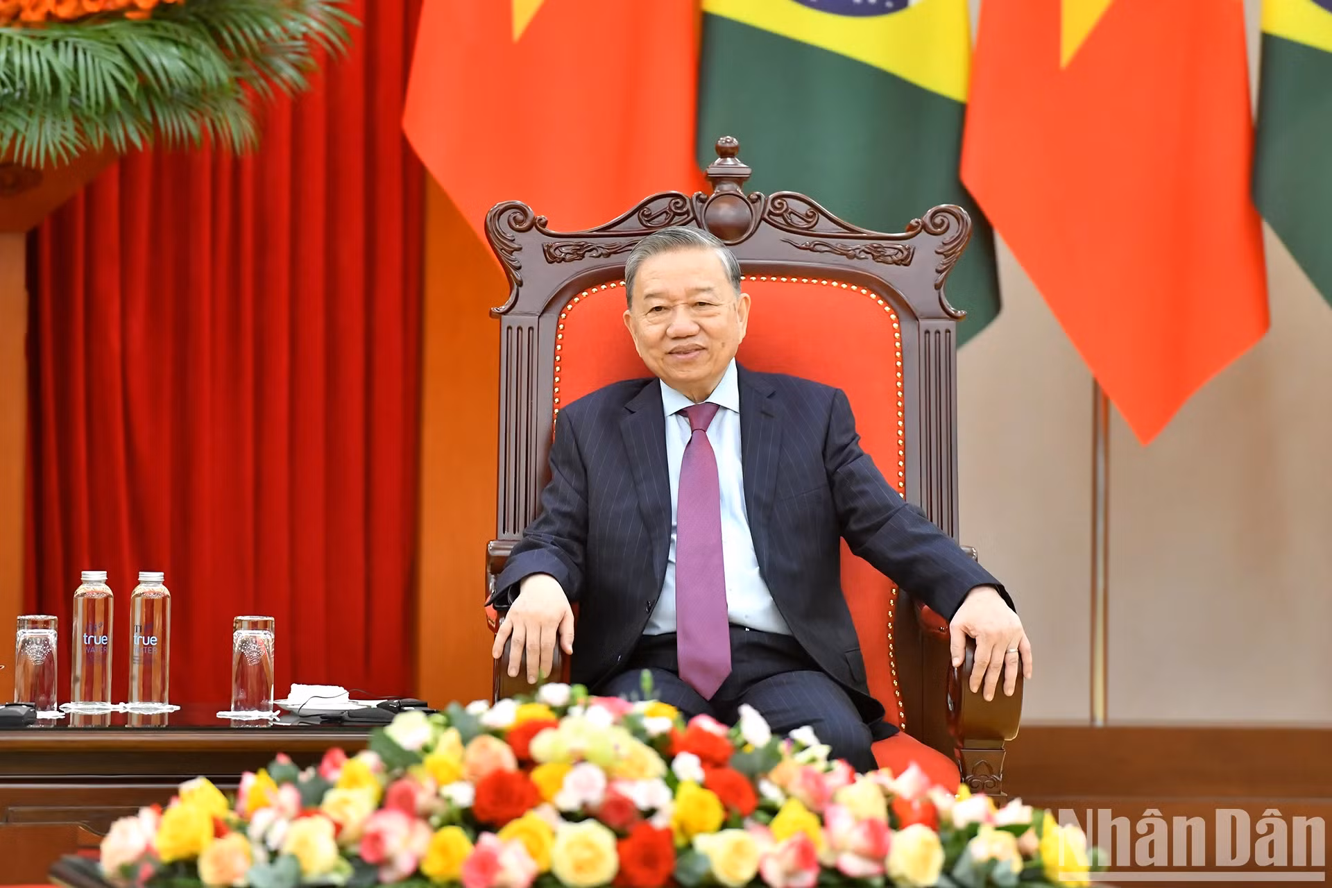越共中央总书记苏林发表讲话。