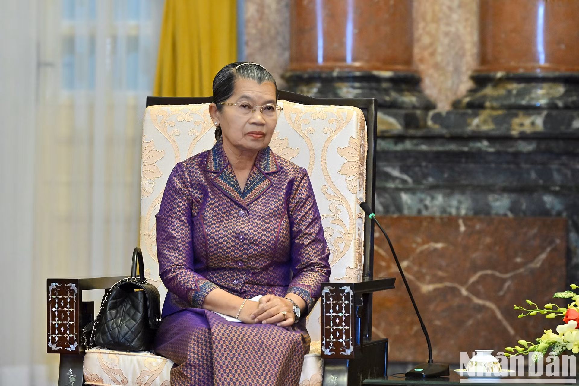 柬埔寨人民党副主席梅森安发表讲话。